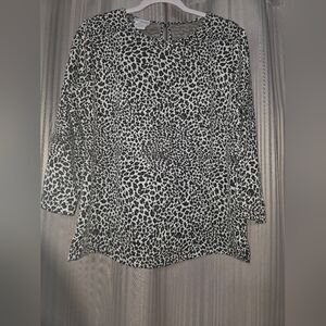 Van Heusen Black and White Leopard Print Long Sleeve Top